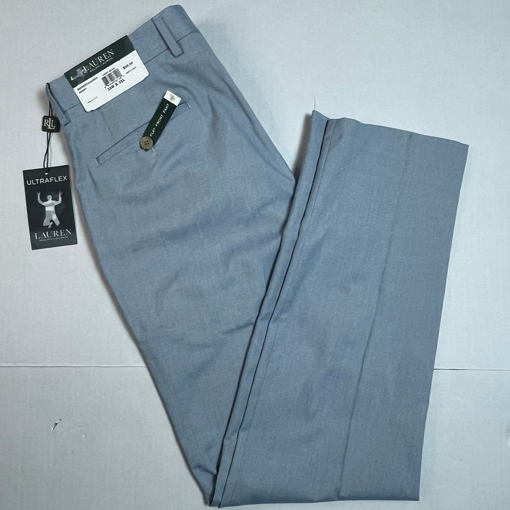 Lauren Ralph Lauren Men Light Blue Flat Front Ultraflex Pants 32W x 32L NEW